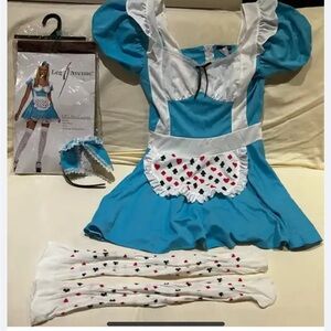Leg Avenue sexy Blue and White Heart Alice in Wonderland costume set